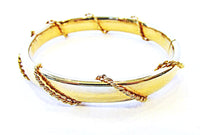 Vintage Jewelry 1960s Contemporary Style Gold Braided Cuff Bracelet - Front - Thumbnail