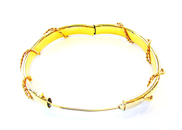 Vintage Jewelry 1960s Contemporary Style Gold Braided Cuff Bracelet - Closure