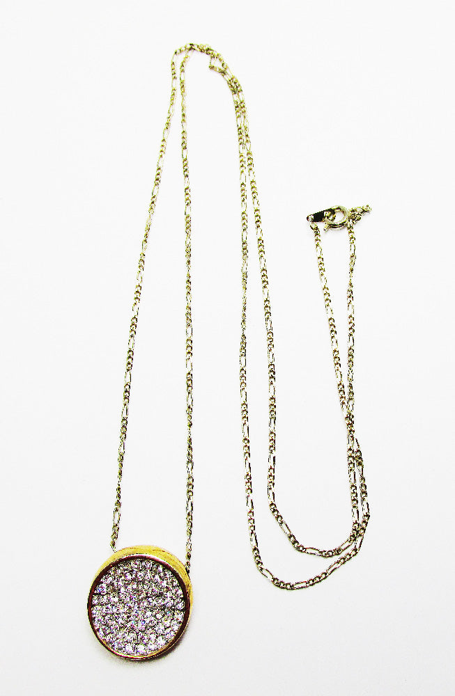 Vintage 1970s Contemporary Style Sleek Sparkling Diamante Pendant - Front
