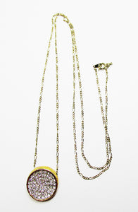 Vintage 1970s Contemporary Style Sleek Sparkling Diamante Pendant - Front