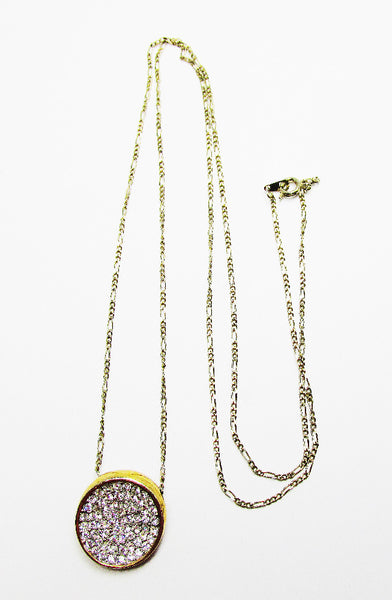 Vintage 1970s Contemporary Style Sleek Sparkling Diamante Pendant - Front