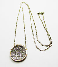 Vintage 1970s Contemporary Style Sleek Sparkling Diamante Pendant - Front - Thumbnail