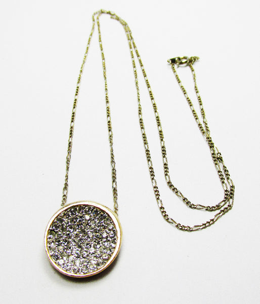 Vintage 1970s Contemporary Style Sleek Sparkling Diamante Pendant - Front