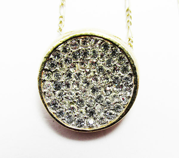 Vintage 1970s Contemporary Style Sleek Sparkling Diamante Pendant - Close Up