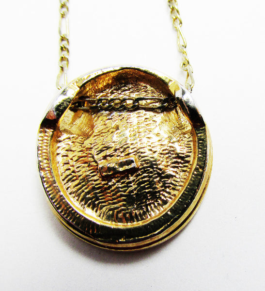 Vintage 1970s Contemporary Style Sleek Sparkling Diamante Pendant - Back