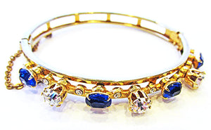 Vintage Jewelry Exceptional 1950s Sapphire Diamante Cuff Bracelet - Front