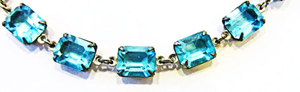 Vintage 1950s Jewelry Mid-Century Aquamarine Diamante Bracelet - Close Up