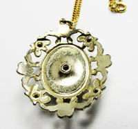 Vintage 1950s Mid-Century Eye-Catching Emerald Diamante Pendant - Back - Thumbnail