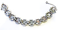 Leru Vintage 1950s Exceptional Rhinestone Geometric Link Bracelet - Back - Thumbnail