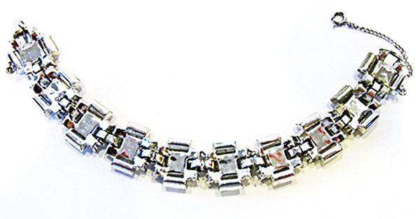 Leru Vintage 1950s Exceptional Rhinestone Geometric Link Bracelet - Back