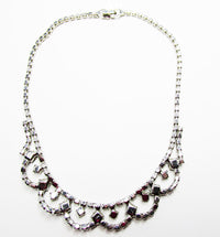 Vintage 1950s Mid-Century Emerald and Clear Diamante Festoon Necklace - Back - Thumbnail