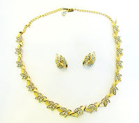 Crown Trifari 1960s Vintage Mid-Century Diamante Necklace and Earrings - Front - Thumbnail