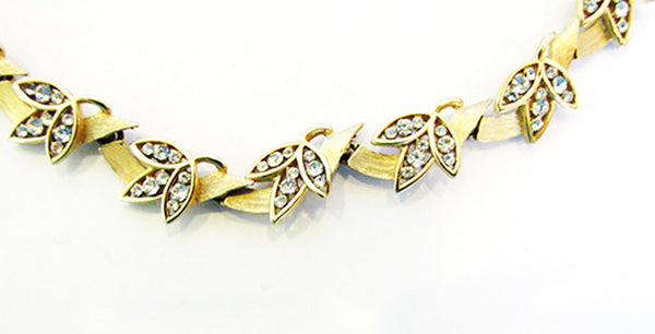 Crown Trifari 1960s Vintage Mid-Century Diamante Necklace and Earrings - Close Up