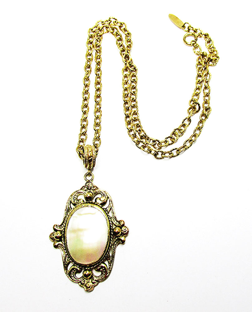 Whiting & Davis Vintage 1950s Distinctive Edwardian Style Pendant - Front