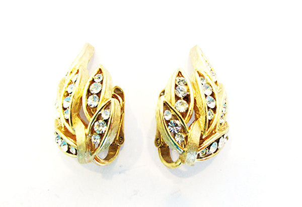 Crown Trifari 1960s Vintage Mid-Century Diamante Necklace and Earrings - Earrings