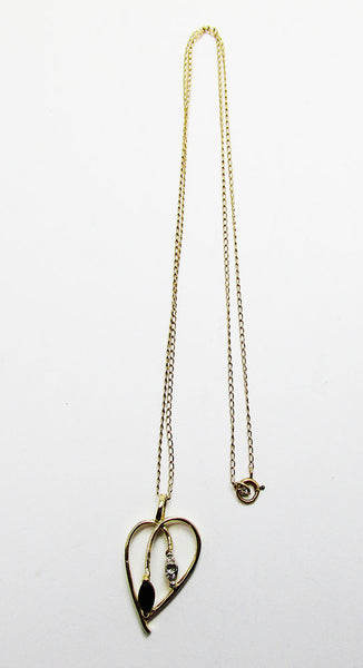 Delicate Vintage 1970s Contemporary Style Sapphire Diamante Pendant - Front