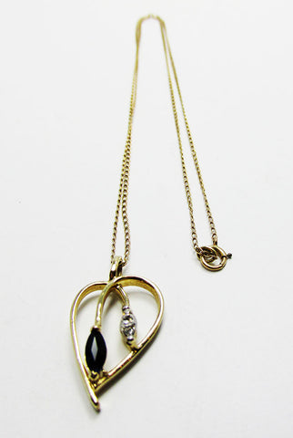 Delicate Vintage 1970s Contemporary Style Sapphire Diamante Pendant - Front