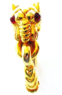 Kenneth J. Lane Vintage Jewelry Magnificent Gold Tiger Cuff Bracelet - Front - Thumbnail