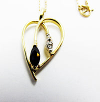 Delicate Vintage 1970s Contemporary Style Sapphire Diamante Pendant - Close Up - Thumbnail