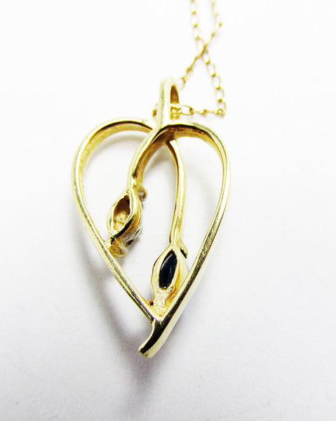 Delicate Vintage 1970s Contemporary Style Sapphire Diamante Pendant - Back