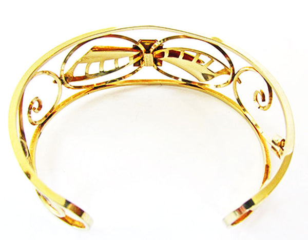 Carl Art Vintage 1950s Art Nouveau Diamante Gold Filled Cuff Bracelet - Back
