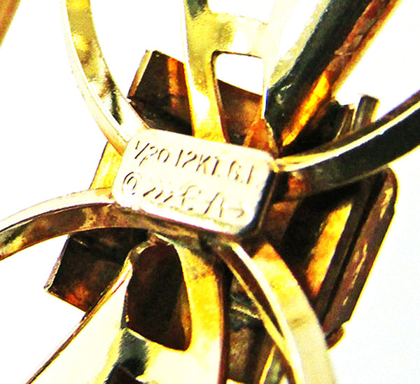 Carl Art Vintage 1950s Art Nouveau Diamante Gold Filled Cuff Bracelet - Signature