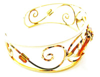 Carl Art Vintage 1950s Art Nouveau Diamante Gold Filled Cuff Bracelet - Side - Thumbnail