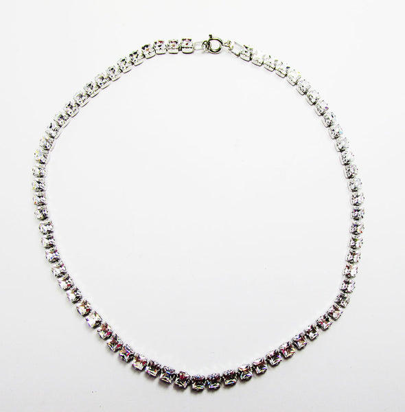 Vintage 1960s Mid-Century Classic Diamante Tennis Style Necklace - Front