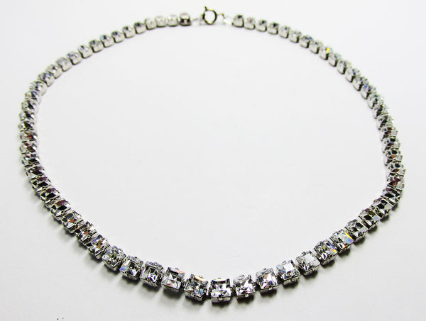 Vintage 1960s Mid-Century Classic Diamante Tennis Style Necklace - Front