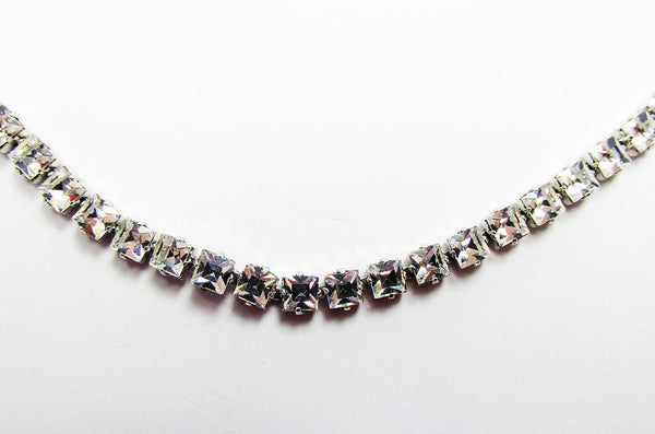 Vintage 1960s Mid-Century Classic Diamante Tennis Style Necklace - Close Up