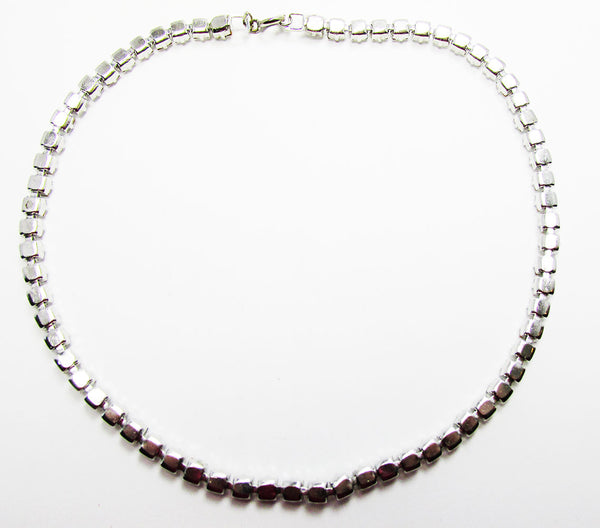 Vintage 1960s Mid-Century Classic Diamante Tennis Style Necklace - Back