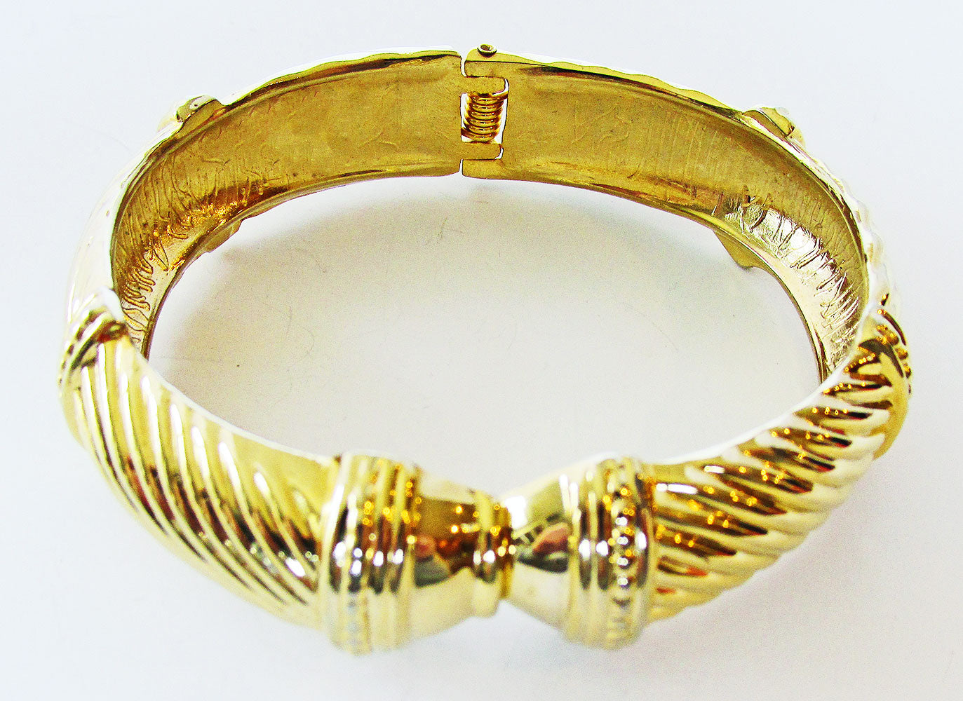 Vintage 1960s Mid-Century Contemporary Style Gold Cuff Bracelet - Front