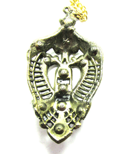 Antique Early Century Art Nouveau Multi-Colored Diamante Pendant - Back