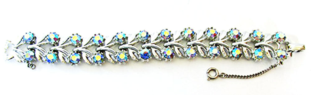Vintage Jewelry 1950s Mid-Century Desirable Diamante Floral Bracelet - Front