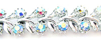 Vintage Jewelry 1950s Mid-Century Desirable Diamante Floral Bracelet - Close Up - Thumbnail