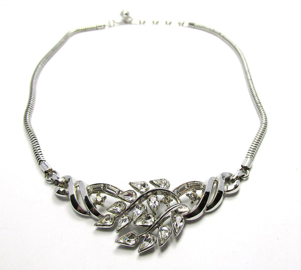 1940s Crown Trifari Alfred Philippe Designer Diamante Necklace - Front