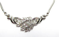 1940s Crown Trifari Alfred Philippe Designer Diamante Necklace - Close Up - Thumbnail