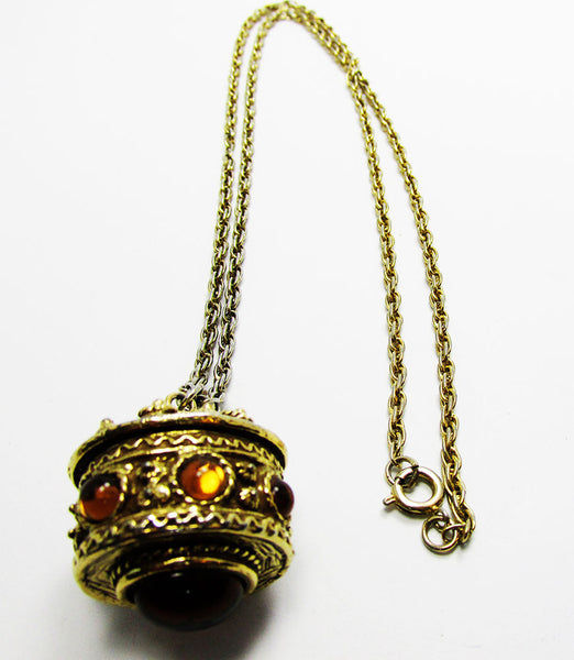 Vintage 1950s Mid-Century Unique Citrine and Topaz Diamante Pendant - Front