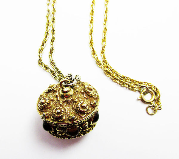 Vintage 1950s Mid-Century Unique Citrine and Topaz Diamante Pendant - Top