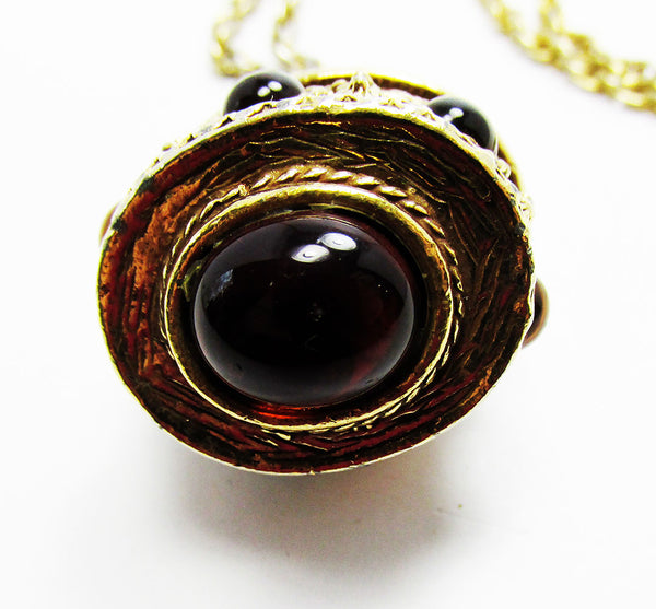 Vintage 1950s Mid-Century Unique Citrine and Topaz Diamante Pendant - Bottom