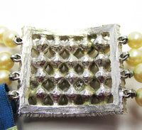 Deltah Vintage 1940s Rhinestone and Pearl Dog Collar Necklace - Centerpiece Back - Thumbnail