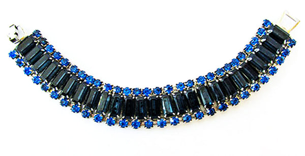 Vintage 1950s Mid-Century Striking Sapphire Diamante Glamour Bracelet - Front