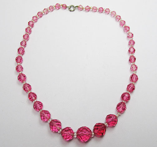 Vintage 1940s Gorgeous Pink Crystal Necklace