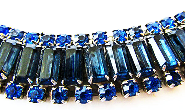 Vintage 1950s Mid-Century Striking Sapphire Diamante Glamour Bracelet - Close Up