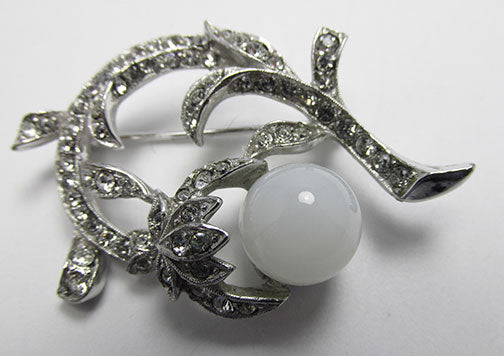 Vintage Mid Century 1950s Dazzling Floral Rhinestone Pin