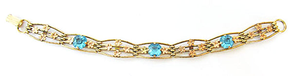 PR.ST Co. Vintage Jewelry Rare 1930s Diamante Floral Link Bracelet