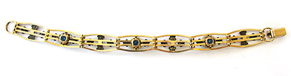 PR.ST Co. Vintage Jewelry Rare 1930s Diamante Floral Link Bracelet - Back