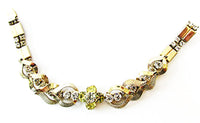 Sarah Coventry Vintage Jewelry 1960s Book Piece Diamante Bracelet - Front - Thumbnail
