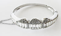 Striking 1950s Mid-Century Sparkling Geometric Diamante Cuff Bracelet - Front - Thumbnail