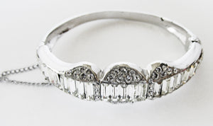 Striking 1950s Mid-Century Sparkling Geometric Diamante Cuff Bracelet - Front